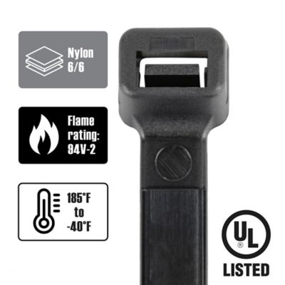 Image showing  14 in. Standard UV-Resistant Cable Ties, Black, 200-Pack