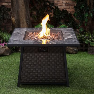 Image showing  35.04 in. Wicker Propane Gas Outdoor Fire Table