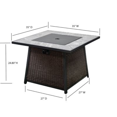 Image showing  35.04 in. Wicker Propane Gas Outdoor Fire Table