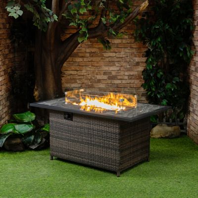 Deko Living 52 in. x 31.89 in. Wicker Propane Gas Outdoor Fire Pit