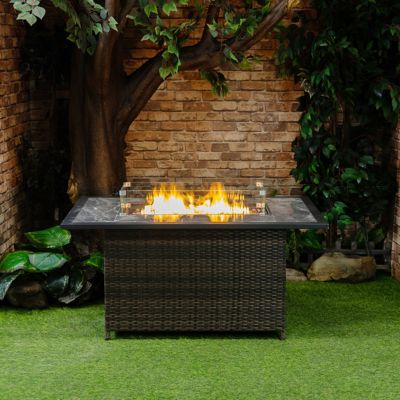 Image showing  52 in. x 31.89 in. Wicker Propane Gas Outdoor Fire Pit