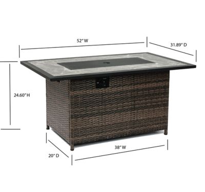 Image showing  52 in. x 31.89 in. Wicker Propane Gas Outdoor Fire Pit