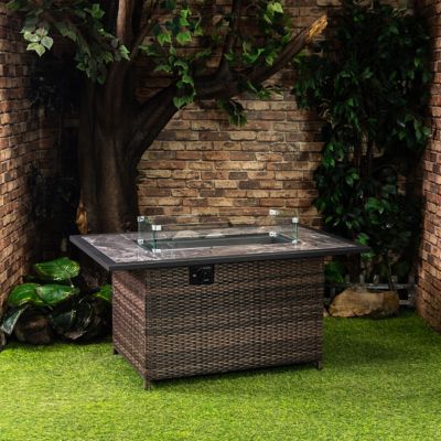 Image showing  52 in. x 31.89 in. Wicker Propane Gas Outdoor Fire Pit