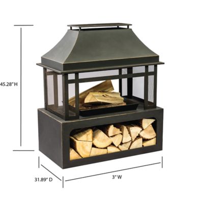 Image showing 5 th Deko Living 40 in. Metal Wood-Burning Fireplace