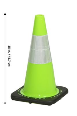 Image showing  18 in. Plain Lime Safety Traffic Cone with Reflective Stripe