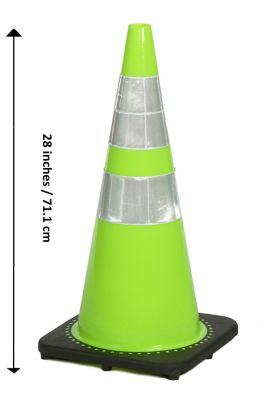 Image showing  28 in. Plain Lime Green Safety Traffic Cone with Reflective Stripe
