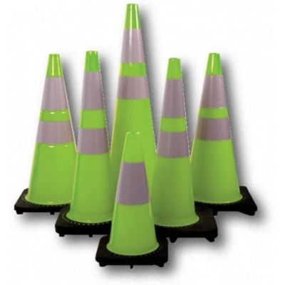 Mutual Industries Traffic Cone 36 in. 10 lb. Lime Reflective, 17718-136-10