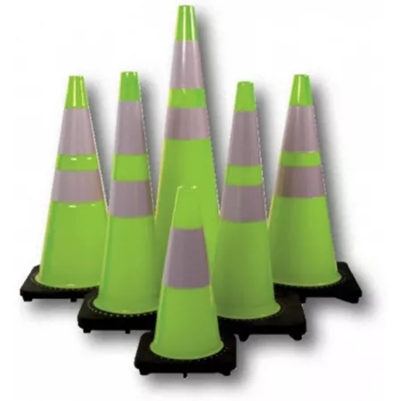 Mutual Industries 36 in 10 lb Reflective Lime Traffic Cone 17718-136-10 Traffic Cones