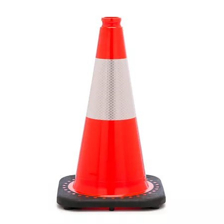 Mutual Industries 18 in Solid Orange Safety Traffic Cone with Reflective Stripe Traffic Cones