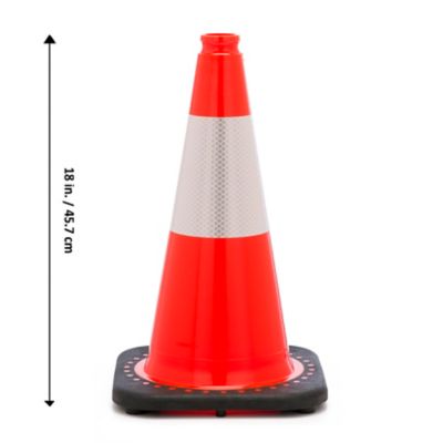 Image showing  18 in. Plain Orange Safety Traffic Cone with Reflective Stripe
