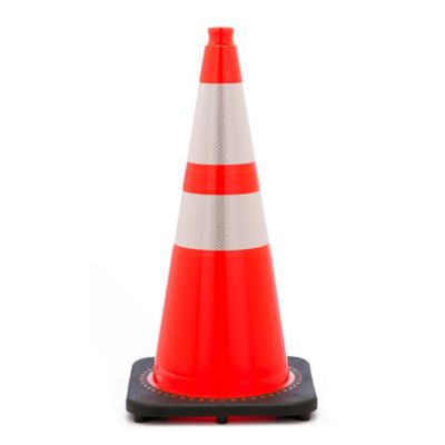 Mutual Industries 28 in. Plain Orange Safety Traffic Cone with Reflective Stripe