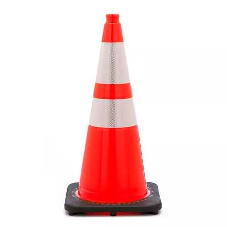 Mutual Industries 28 in Solid Orange Safety Traffic Cone with Reflective Stripe Traffic Cones