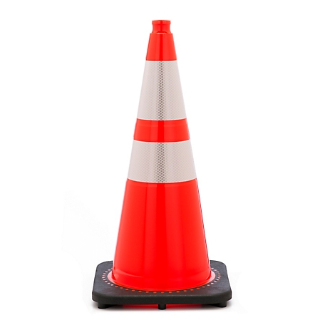 Mutual Industries 28 in. Plain Orange Safety Traffic Cone with Reflective Stripe