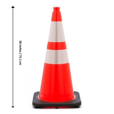 Image showing  28 in. Plain Orange Safety Traffic Cone with Reflective Stripe