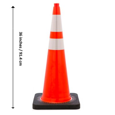 Image showing  36 in. Plain Orange Safety Traffic Cone with Reflective Stripe