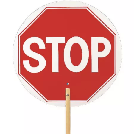 Mutual Industries Traffic Control Stop/Slow Paddle Sign with 10" Wooden Stick Safety Signs