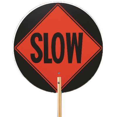 Image showing  Traffic Control Stop/Slow Paddle Sign with 10 in. Wooden Staff