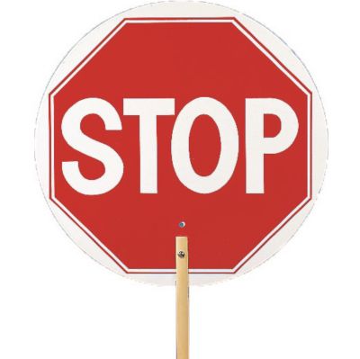 Mutual Industries Traffic Control Stop/Slow Paddle Sign with 5 ft. Wooden Staff