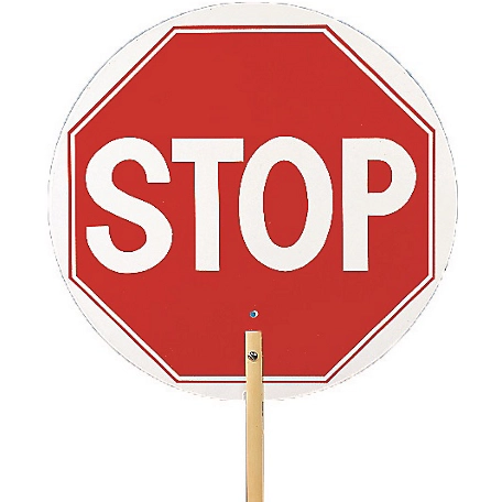 Mutual Industries Traffic Control Stop/Slow Paddle Sign with 6 ft. Wooden Staff