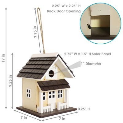 Image showing  Cozy Home Decorative Wooden Birdhouse with Solar LED Light, 7 in. x 7 in. x 9.25 in.