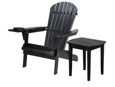 W Unlimited Foldable Adirondack Chair with Cup Holder with End Table