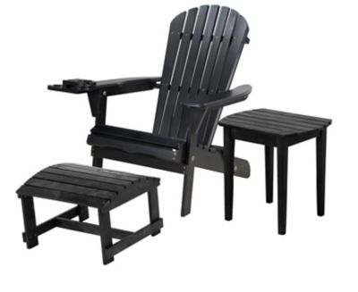 W Unlimited Foldable Adirondack Chair with Cup Holder Bistro Set with Ottoman