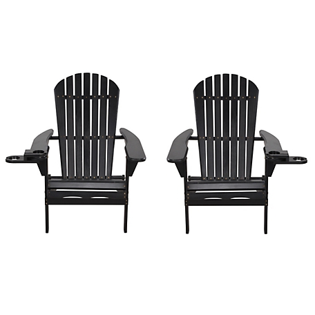 W Unlimited Foldable Adirondack Chair with Cup Holder, Set of 2