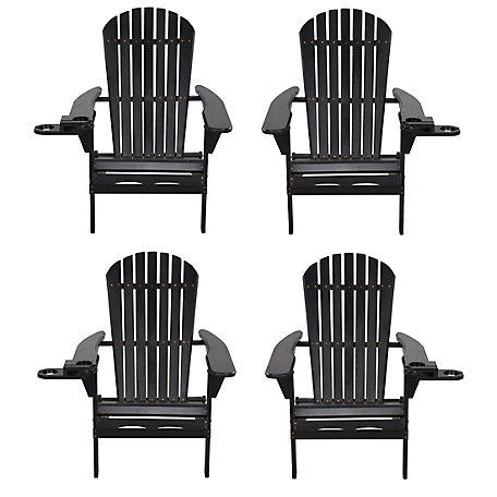 W Unlimited Foldable Adirondack Chair with Cup Holder, Set of 4