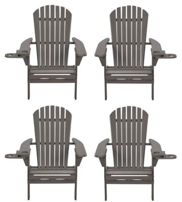 W Unlimited Foldable Adirondack Chair with Cup Holder, Set of 4