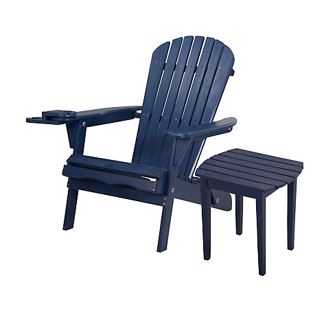 W Unlimited Foldable Adirondack Chair with Cup Holder with End Table