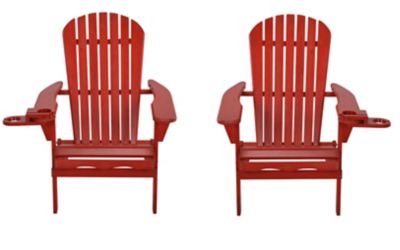 W Unlimited Foldable Adirondack Chair with Cup Holder, Set of 2