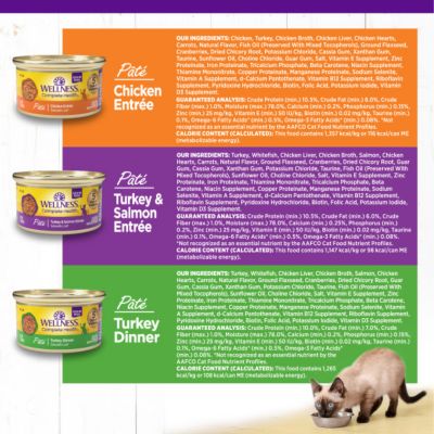 Image showing 7 th Wellness Complete Health Pate Grain-Free Adult Wet Cat Food Chicken & Turkey Variety pk., 3 oz. Cans, Pack of 12