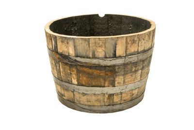 Real Wood Products 26 in. Half-Oak Jack Daniels Whiskey Barrel Planter