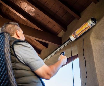 Image showing  1,500W Carbon Wall-Mounted Infrared Electric Heater with Remote, 40 sq. ft., 5,118 BTU, Silver