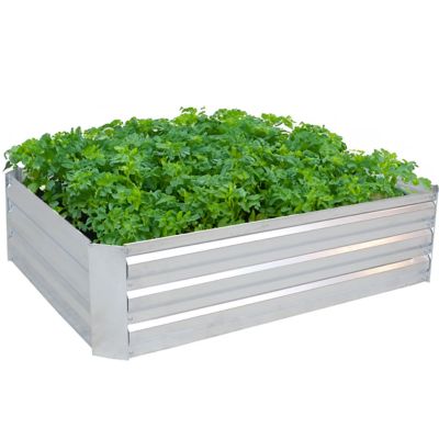 Image showing  Corrugated Galvanized Steel Raised Rectangle Garden Bed, 47 x 11.75in., Silver