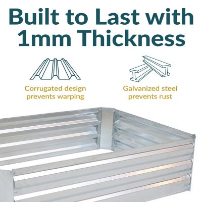 Image showing 6 th Sunnydaze Decor Corrugated Galvanized Steel Raised Rectangle Garden Bed, 47 x 11.75in., Silver