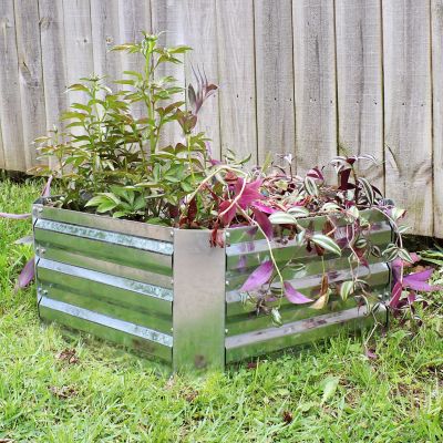 Image showing  Corrugated Galvanized Steel Raised Garden Bed for Plants, Vegetables & Flowers, 24 in. x 12 in., Silver