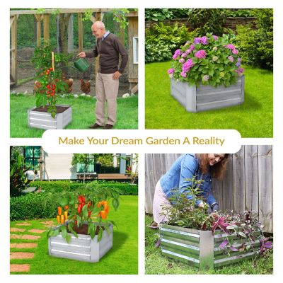 Image showing  Corrugated Galvanized Steel Raised Garden Bed for Plants, Vegetables & Flowers, 24 in. x 12 in., Silver