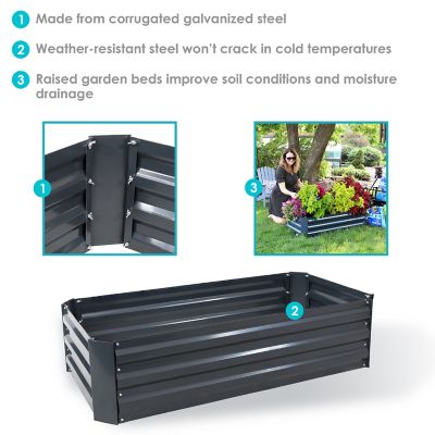 Image showing  59 gal. Hot Dip Galvanized Steel Raised Garden Beds for Plants, 48 x 11.75in., Dark Gray, 2 pk.