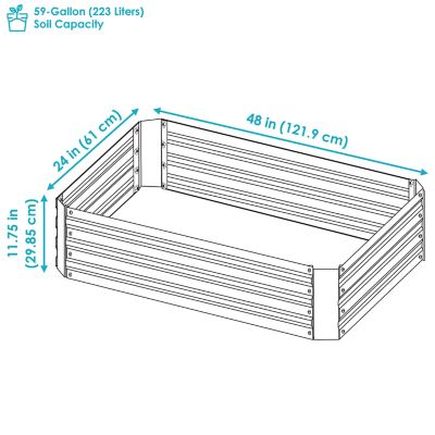 Image showing  59 gal. Hot Dip Galvanized Steel Raised Garden Beds for Plants, 48 x 11.75in., Dark Gray, 2 pk.