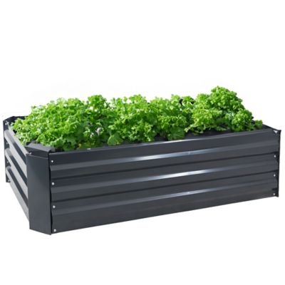 Image showing 5 th Sunnydaze Decor 59 gal. Hot Dip Galvanized Steel Raised Garden Beds for Plants, 48 x 11.75in., Dark Gray, 2 pk.