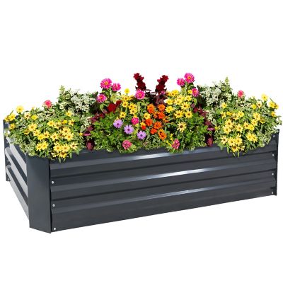 Image showing 7 th Sunnydaze Decor 59 gal. Hot Dip Galvanized Steel Raised Garden Beds for Plants, 48 x 11.75in., Dark Gray, 2 pk.