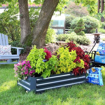 Image showing 9 th Sunnydaze Decor 59 gal. Hot Dip Galvanized Steel Raised Garden Beds for Plants, 48 x 11.75in., Dark Gray, 2 pk.