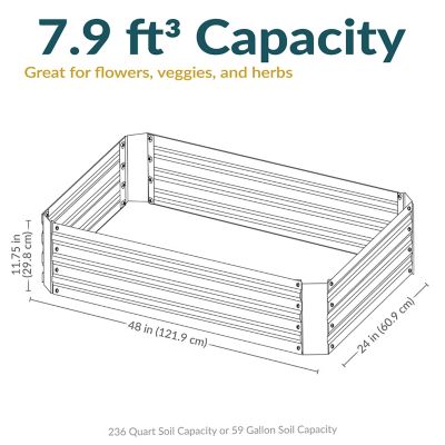 Image showing  Corrugated Galvanized Steel Raised Rectangle Garden Bed for Plants, 48 in. x 11.75 in., Silver
