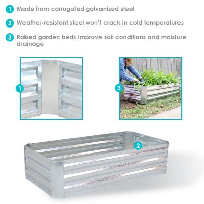 Image showing  Galvanized Steel Raised Garden Bed, 48 in., Rectangle, Silver, 2 pk.