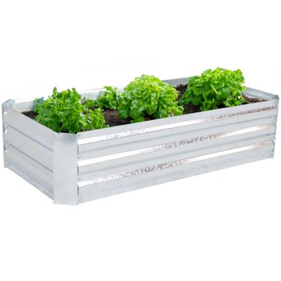 Image showing  Galvanized Steel Raised Garden Bed, 48 in., Rectangle, Silver, 2 pk.
