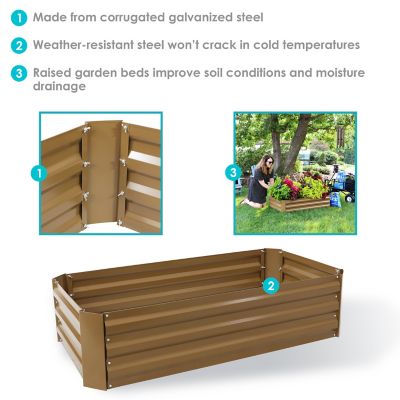Image showing  59 gal. Corrugated Galvanized Steel Raised Rectangular Garden Beds, 48 x 11.75in., Brown, 2 pk.