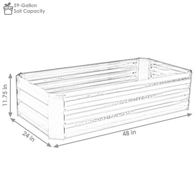 Sunnydaze Decor Raised Corrugated Galvanized Steel Rectangle Garden ...