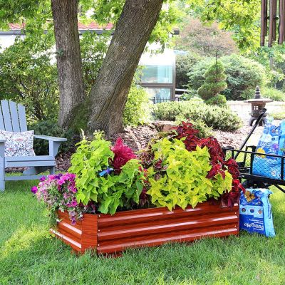 Image showing  Galvanized Steel Raised Garden Bed, 48 in., Rectangle, Woodgrain, 2 pk.