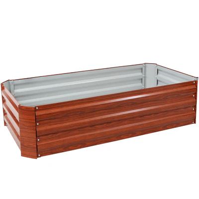 Image showing  Galvanized Steel Raised Garden Bed, 48 in., Rectangle, Woodgrain, 2 pk.